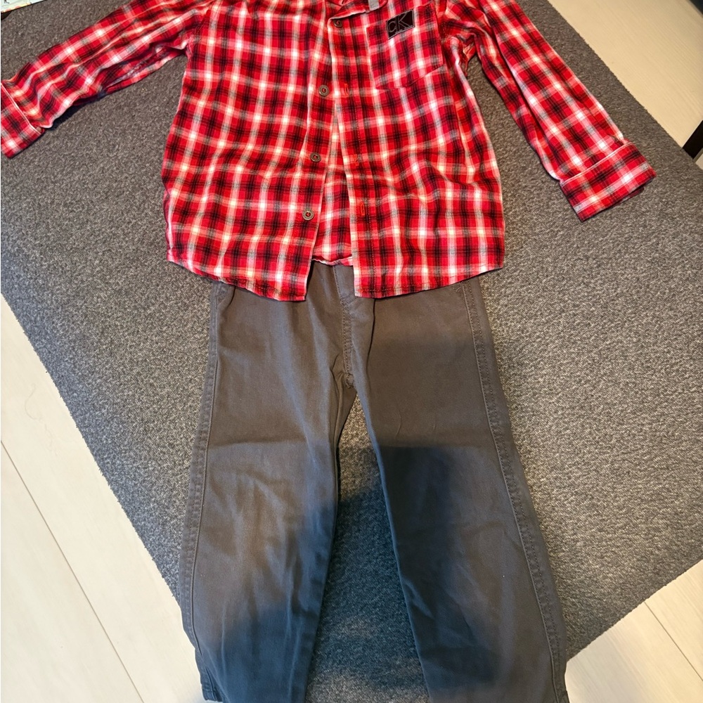Calvin Klein Jeans Red Button Down Matching Set
